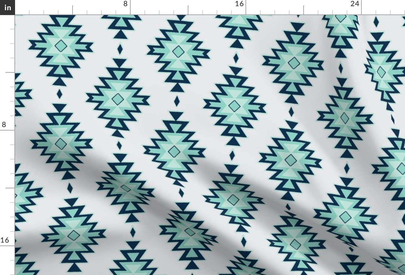 Kilim Coast Mint Gray Southwestern Printed Minky Fabric Fat Quarter - Soft Plush Fabric for Sewing Baby Blankets, Quilt Backing & DIY Plush Toys - Premium Spoonflower Fabric for Crafts and Home Decor
