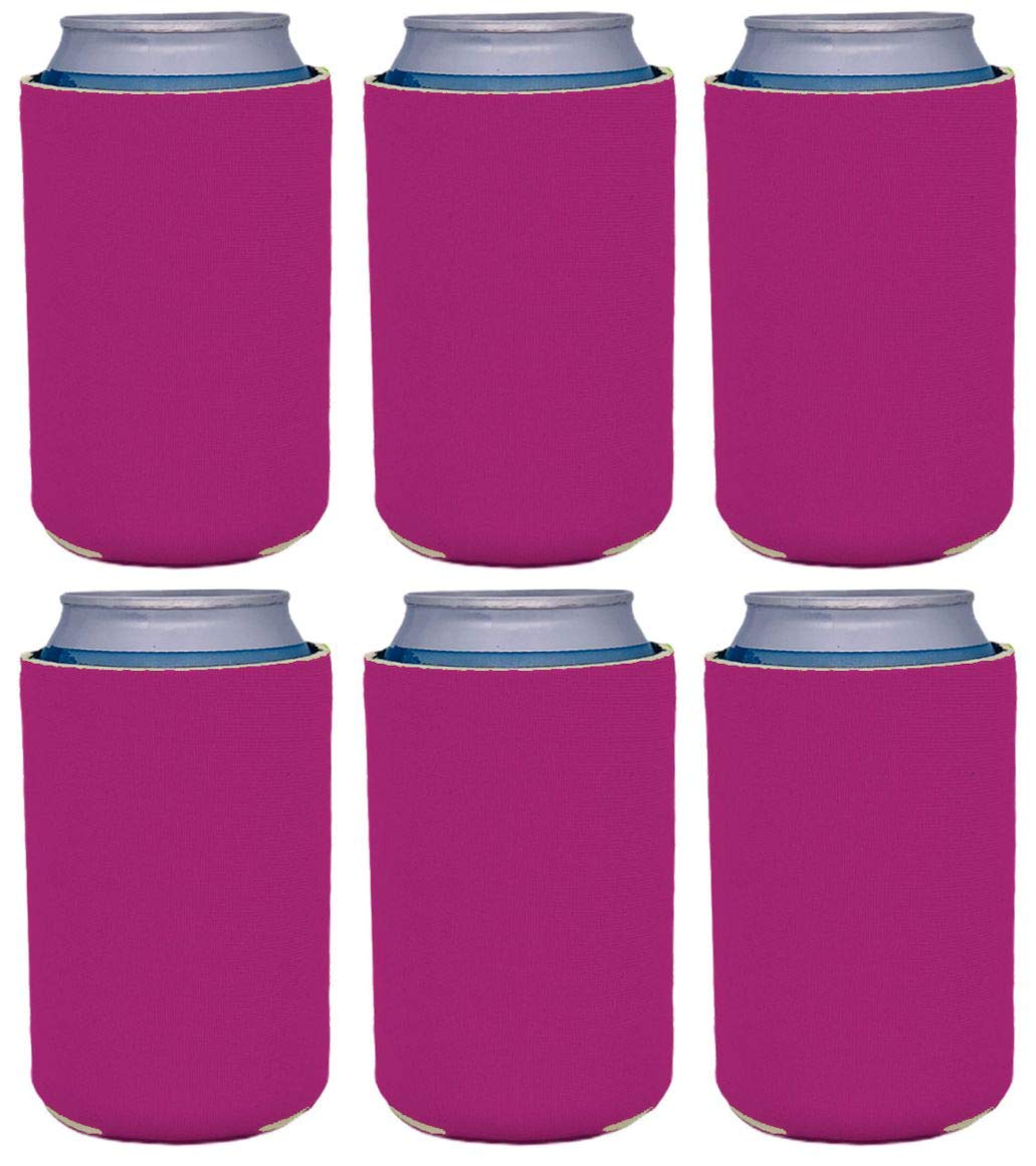 6 Pack Fuchsia Neoprene Collapsible Can Coolers - Insulated Beer & Soda Sleeves for Parties, BBQs, and Outdoor Events