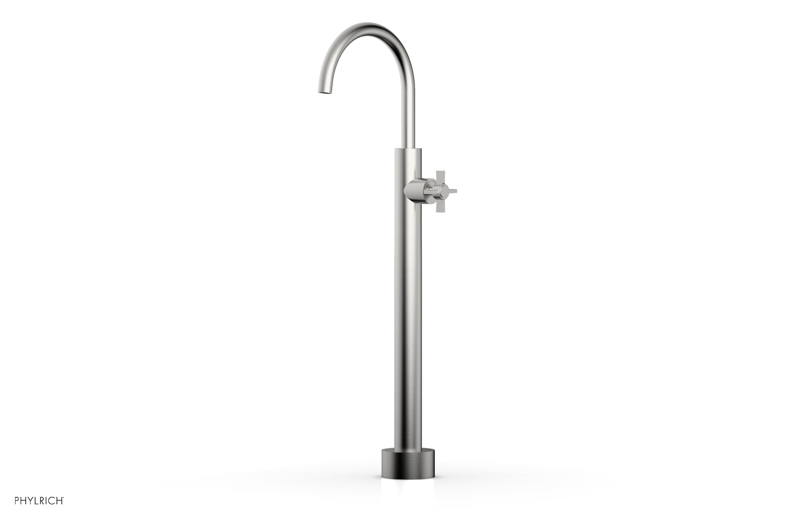 BASIC Low Floor Mount Tub Filler with Cross Handle - D132 44 04 - Perfect for Modern Bathroom Renovations and Spa-Like Showers