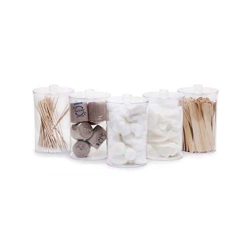 Grafco Clear Plastic Storage Jars with Lids - 5-Piece Set for Medical Supplies, Crafts & Home Organization | Airtight Containers for Dressing, Cotton Balls, Beads & More