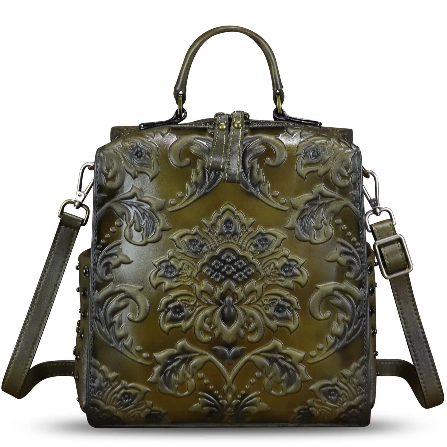 Genuine Leather Purses & Handbags for Women - Embossed Leather Backpack, Convertible Shoulder Bag & Satchel Purse - Perfect for Work, Travel & Everyday Use