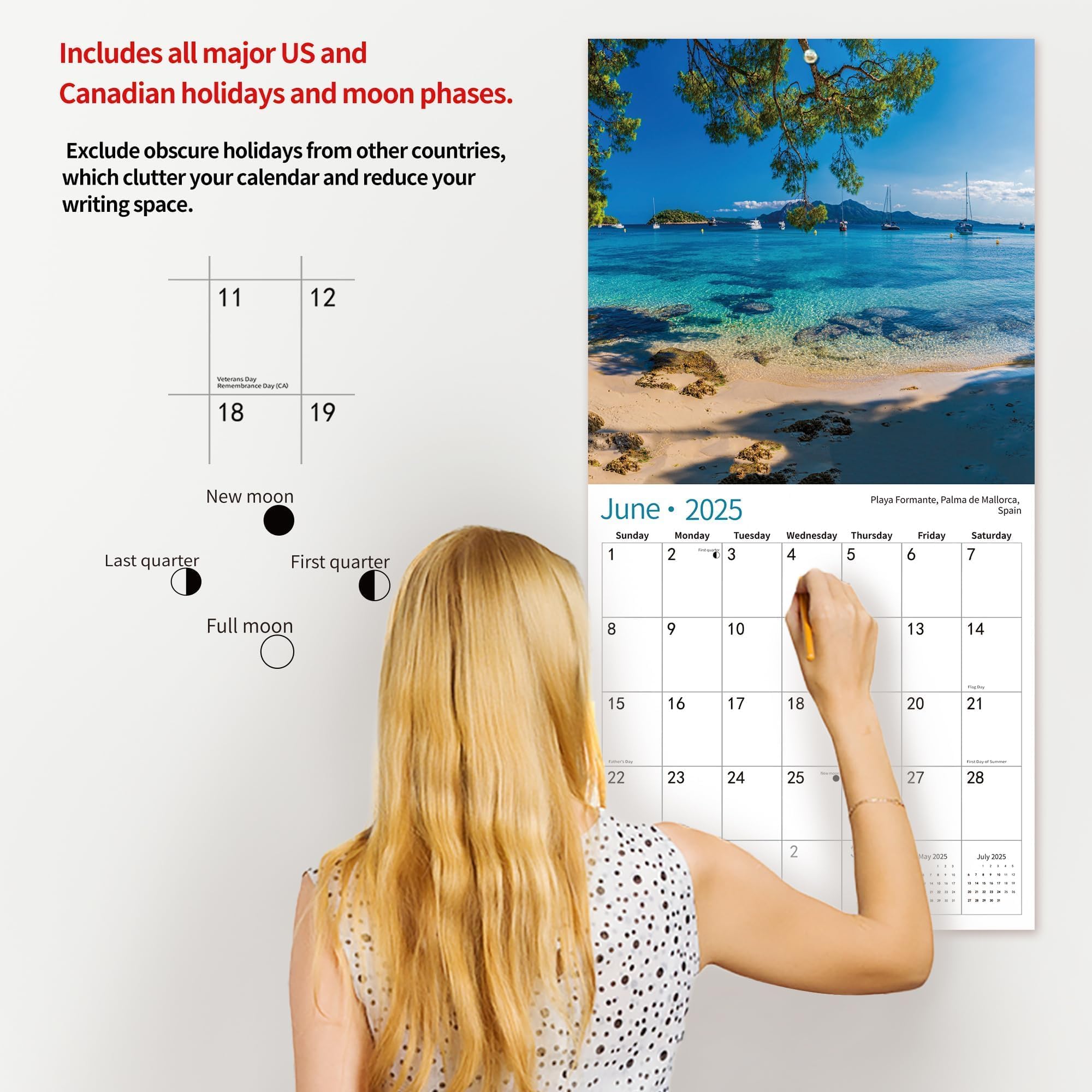 2025-2026 Wall Calendar with Beach Theme | 12