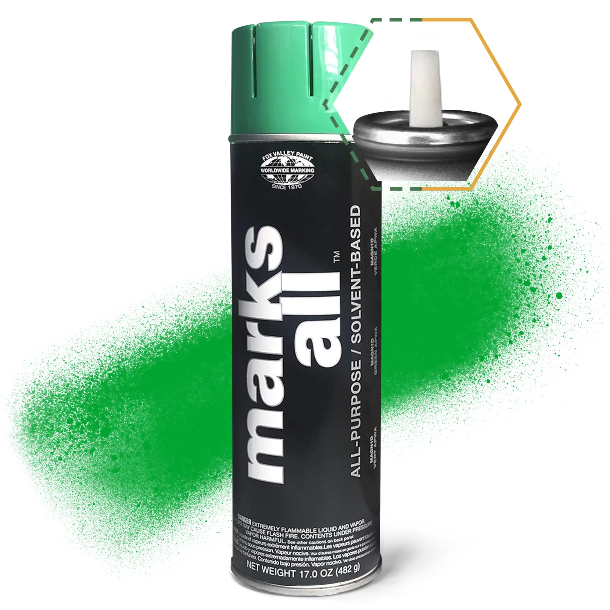 Fox Valley Marks All Utility Marking Paint Spray Can - 18 oz (Pack of 12) Green APWA | Easy Use Lawn, Tree, Driveway & Parking Lot Marking Paint | Perfect for Landscaping, Construction & Property Maintenance