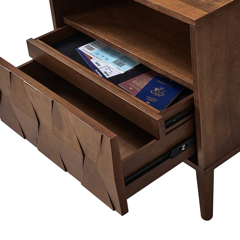 Rosalba Modern Open Shelf Nightstand with Cable Management & Hidden Drawer - Bedside Table for Bedroom, Living Room, Office - Optional Types Available
