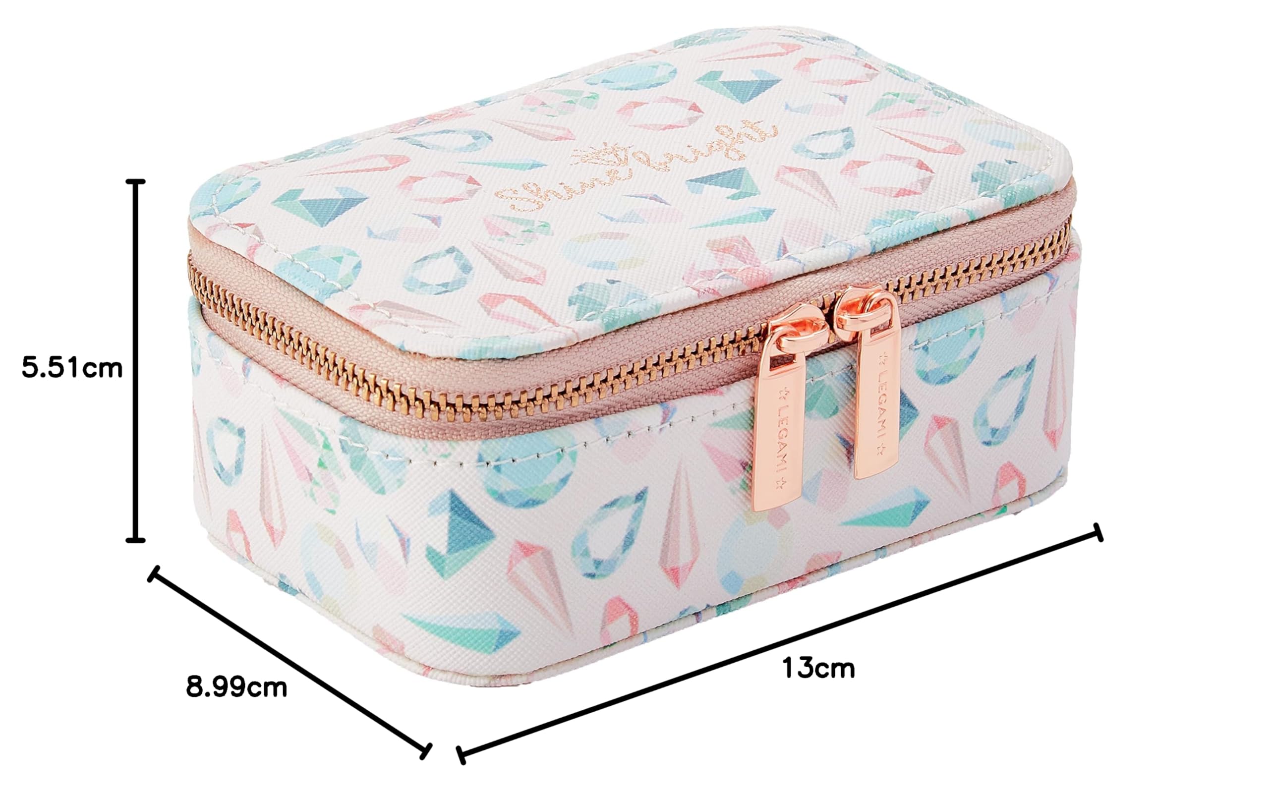Legami Bling Queen Jewelry Box - Sparkling 80g Storage Organizer for Rings, Necklaces & Earrings | Perfect Gift for Women & Girls | Bedroom Vanity, Travel & Home Decor Accessory