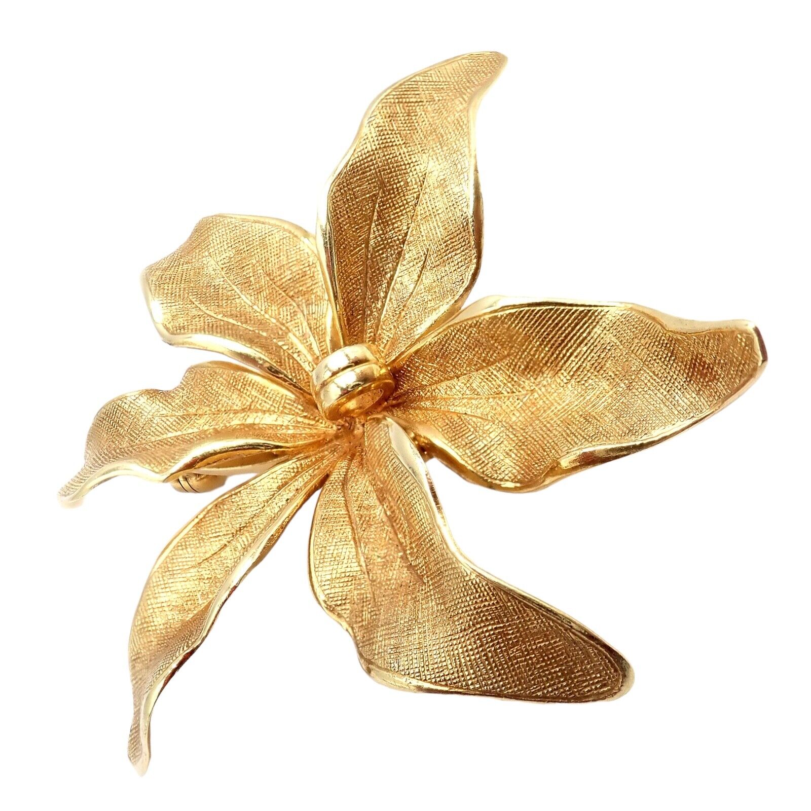 Authentic Vintage Tiffany & Co 14k Yellow Gold Germany Large Flower Pin Brooch - Elegant Jewelry for Women, Perfect for Weddings, Parties & Special Occasions