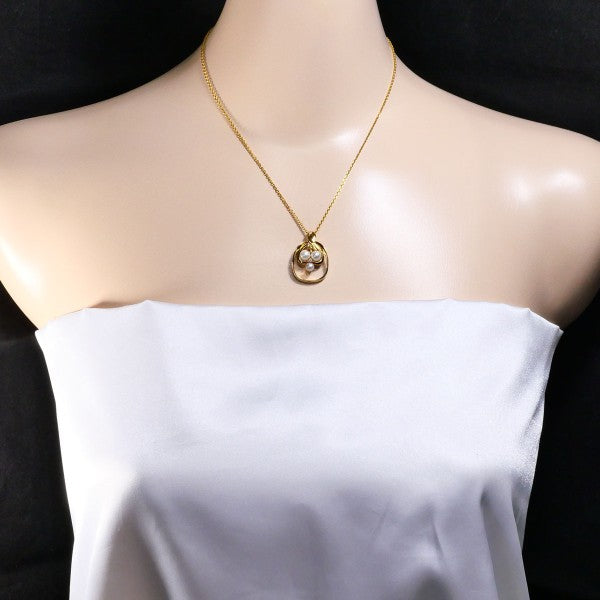 18K Yellow Gold Akoya Pearl Diamond Pendant Necklace for Women - Elegant Bridal Jewelry & Anniversary Gift for Her