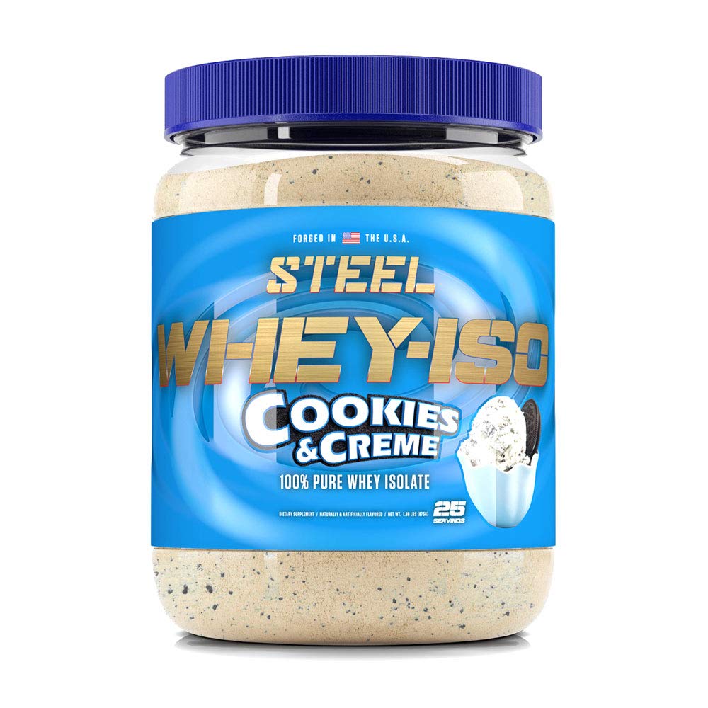 Steel Supplements Whey-Iso Whey Isolate Protein Powder - Fast Absorbing for Lean Muscle Growth | Easy Digestion & Low Carb | 25 Servings (Cookies & Creme) | Perfect for Post-Workout Recovery & Healthy Lifestyle
