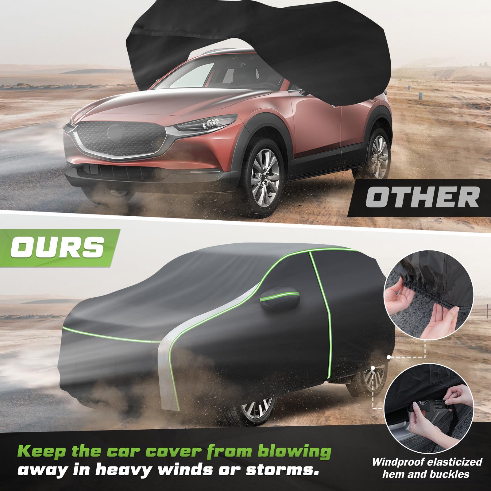 Mixsuper All-Weather Waterproof Car Cover for Mazda CX-30 (2020-2025) | Outdoor Full Protection Cover with Zipper Door & Reflective Strips | Perfect for Parking, Travel & Extreme Weather Protection