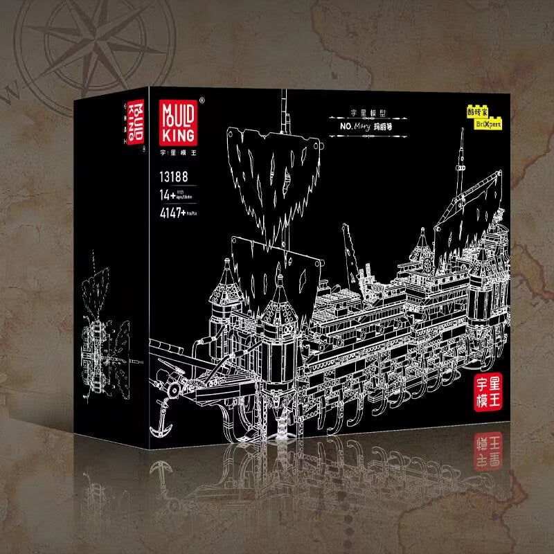 Mould King 13188 Silent Mary Pirate Ship Building Blocks Set - 3000+ Pieces, Collector's Model for Adults & Teens - Perfect for Display, Gift Giving & Pirate-Themed Decor
