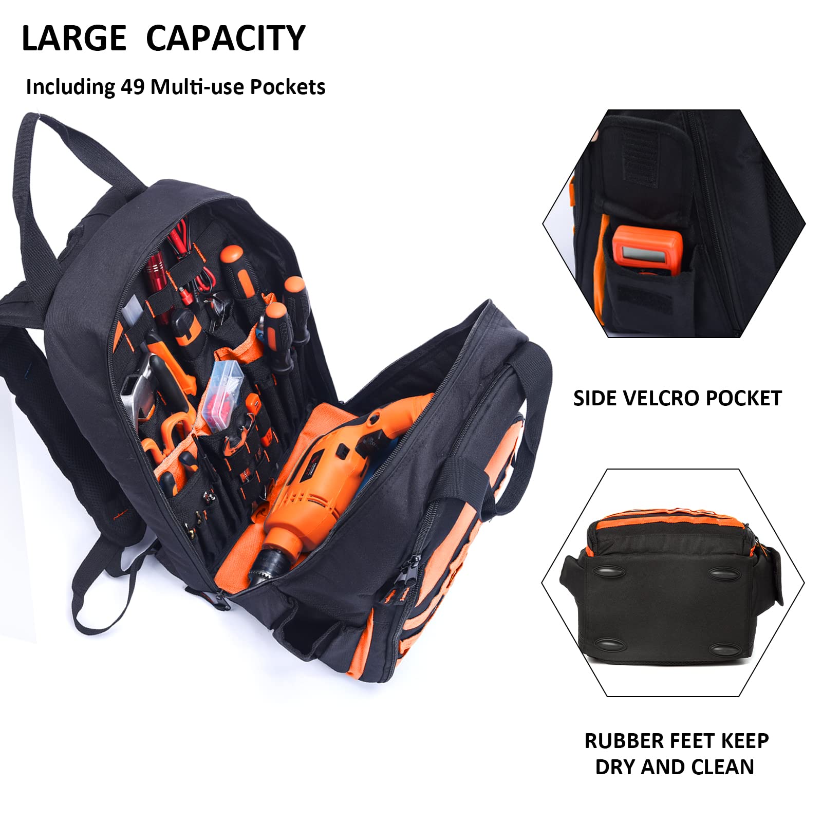 **Heavy Duty Electrician Tool Backpack - Multi-Pocket Organizer for Construction, HVAC & Jobsite Work - Durable Work Backpack for Professionals**    *(Perfect for Electricians, Contractors & Technicians On-The-Go)*