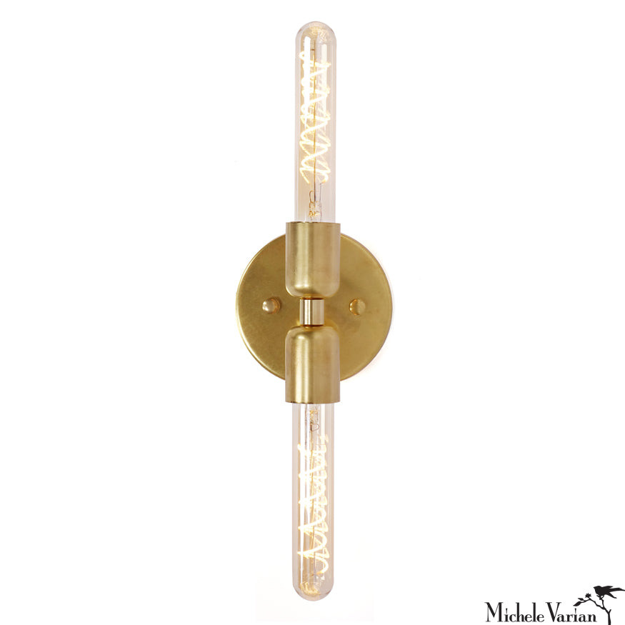Brass Two Way Wall Sconce Light Fixture - Vintage Style Adjustable Arm Wall Lamp for Bedroom, Living Room & Hallway Lighting