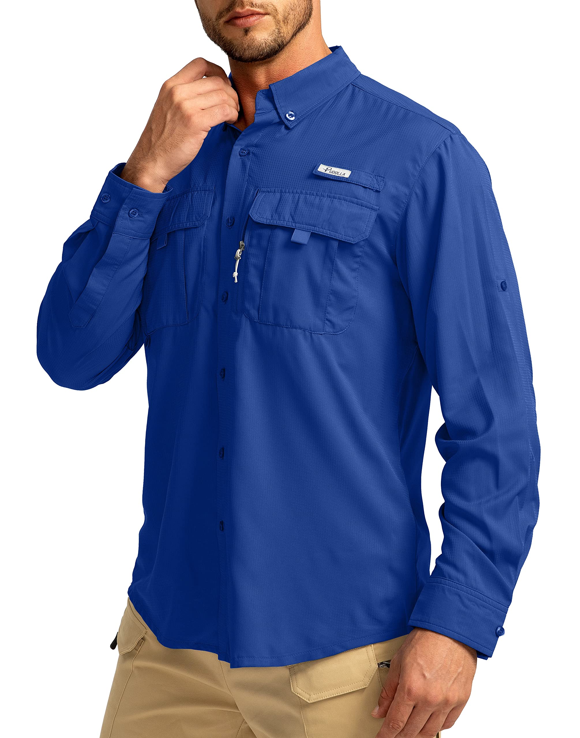 UPF50+ Men's Fishing Shirts Long Sleeve Sun Protection for Outdoor Work & Travel