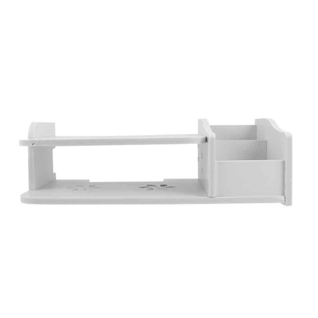 Wall Mount Floating Shelf TV Console Stand - WiFi Router & Remote Control Holder Organizer Rack with Bracket for Living Room, Bedroom, Home Office - Perfect for Organizing Electronics, Decor & Storage