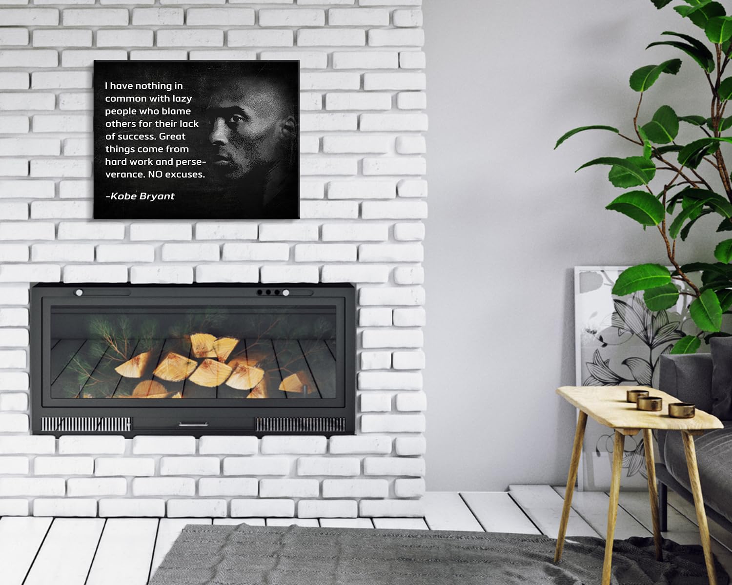 Kobe Bryant Motivational Canvas Wall Art - Inspirational Black & White Basketball Poster Print for Office, Teens Room, Gym Decor | Perfect for Sports Fans & Home Workout Spaces