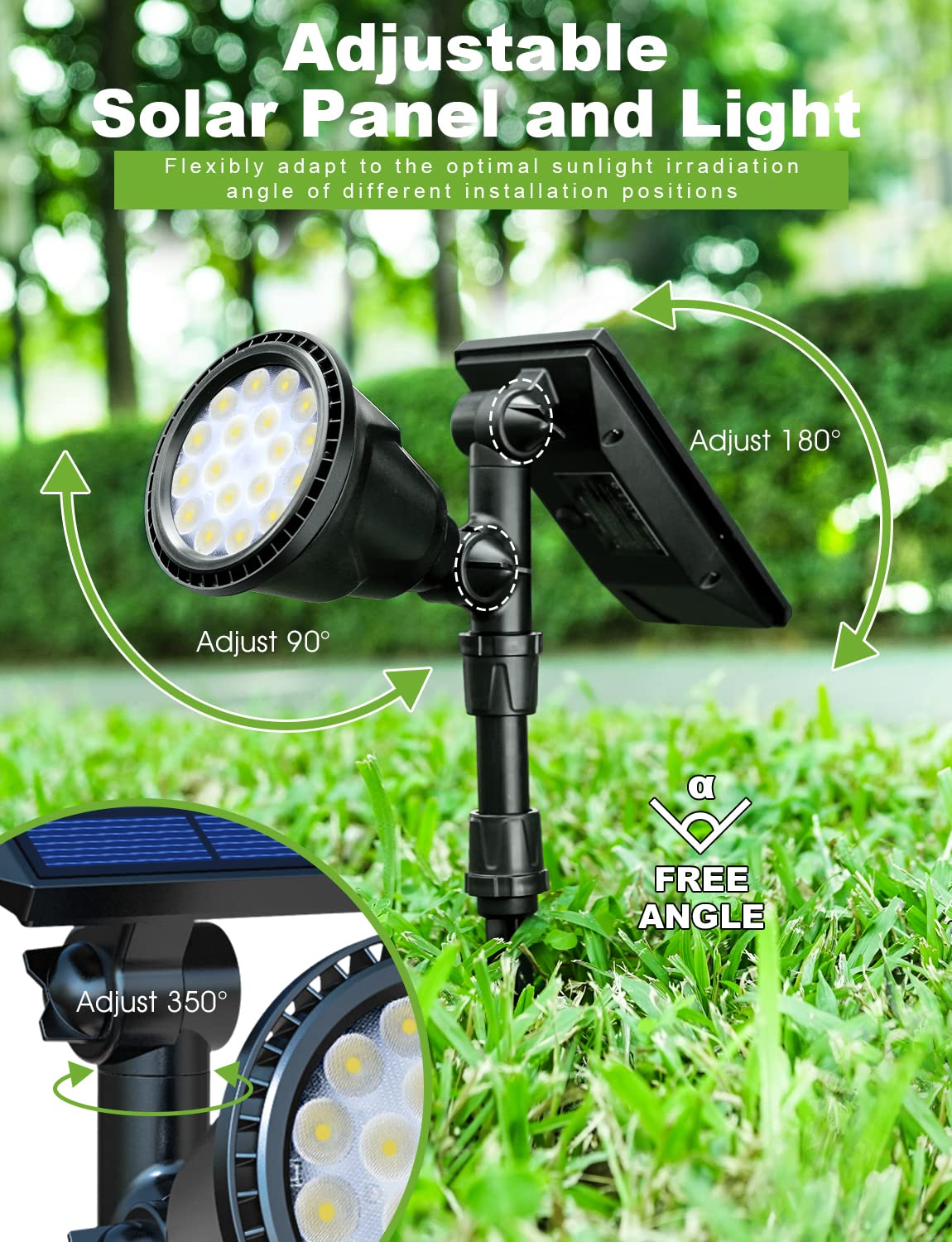 DBF Solar Spot Lights Outdoor, 2.5W Adjustable Solar Landscape Lights - 6 Pack Waterproof Garden Lights for Patio, Flag Pole, Pool & Pathway - Solar Powered Wall Lights with Bright LED for Outdoor Decoration & Security