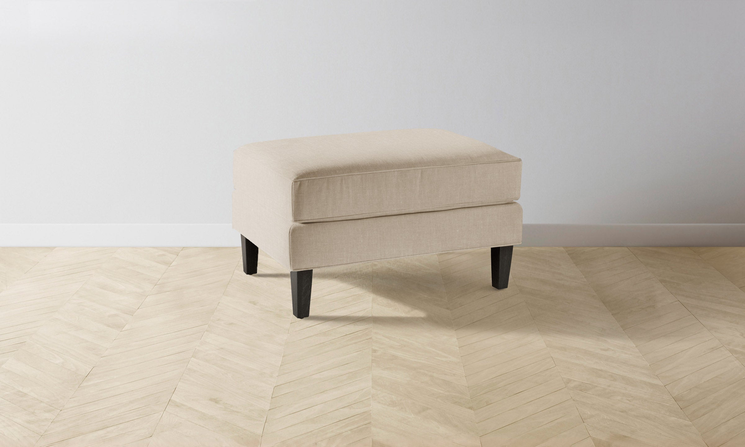 The Crosby Ottoman - Heritage Belgian Linen Husk - Stylish Footrest & Accent Chair for Living Room, Bedroom & Office Decor