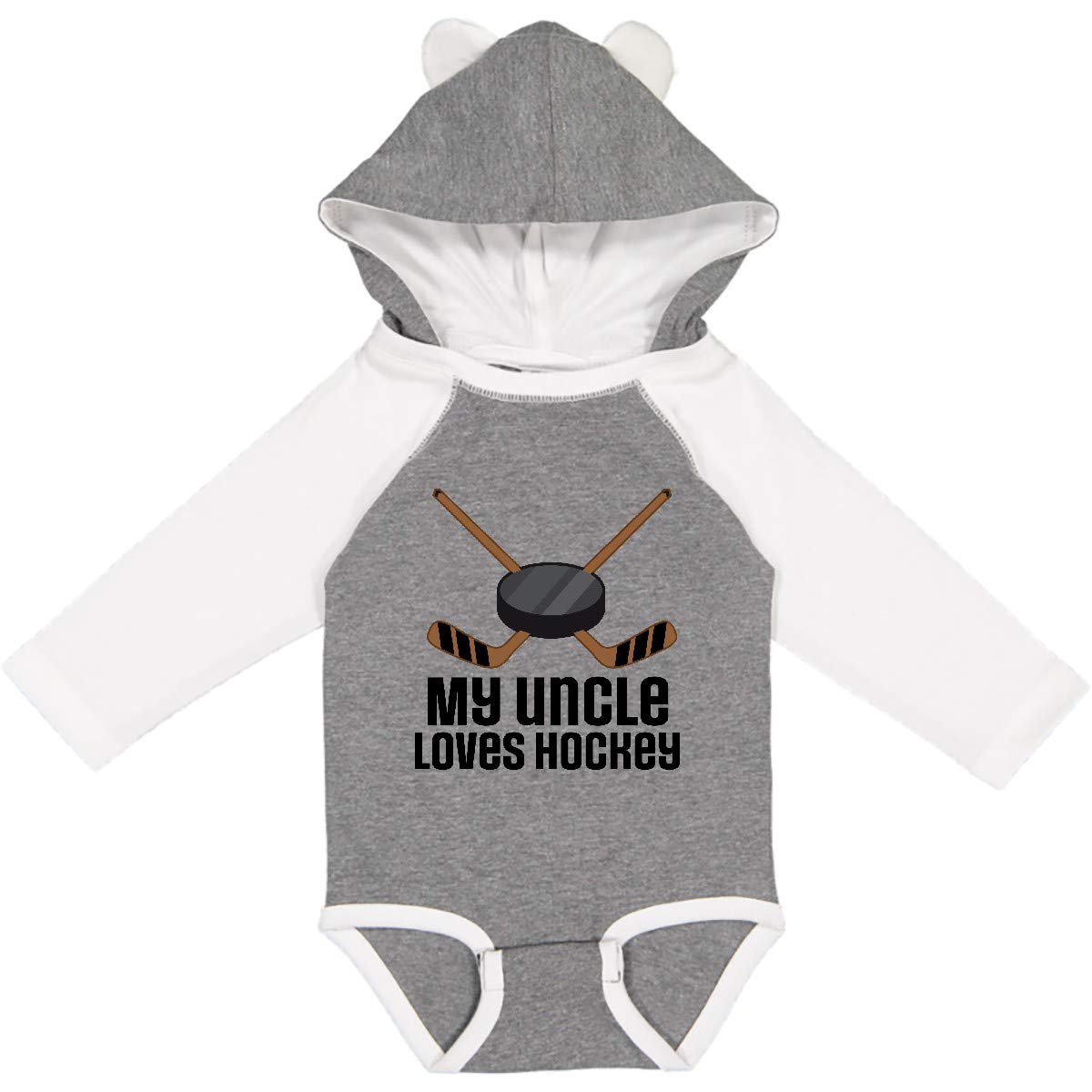 Inktastic My Uncle Loves Hockey Long Sleeve Baby Bodysuit - Perfect for Hockey Fans, Game Day Outfits & Family Photo Shoots