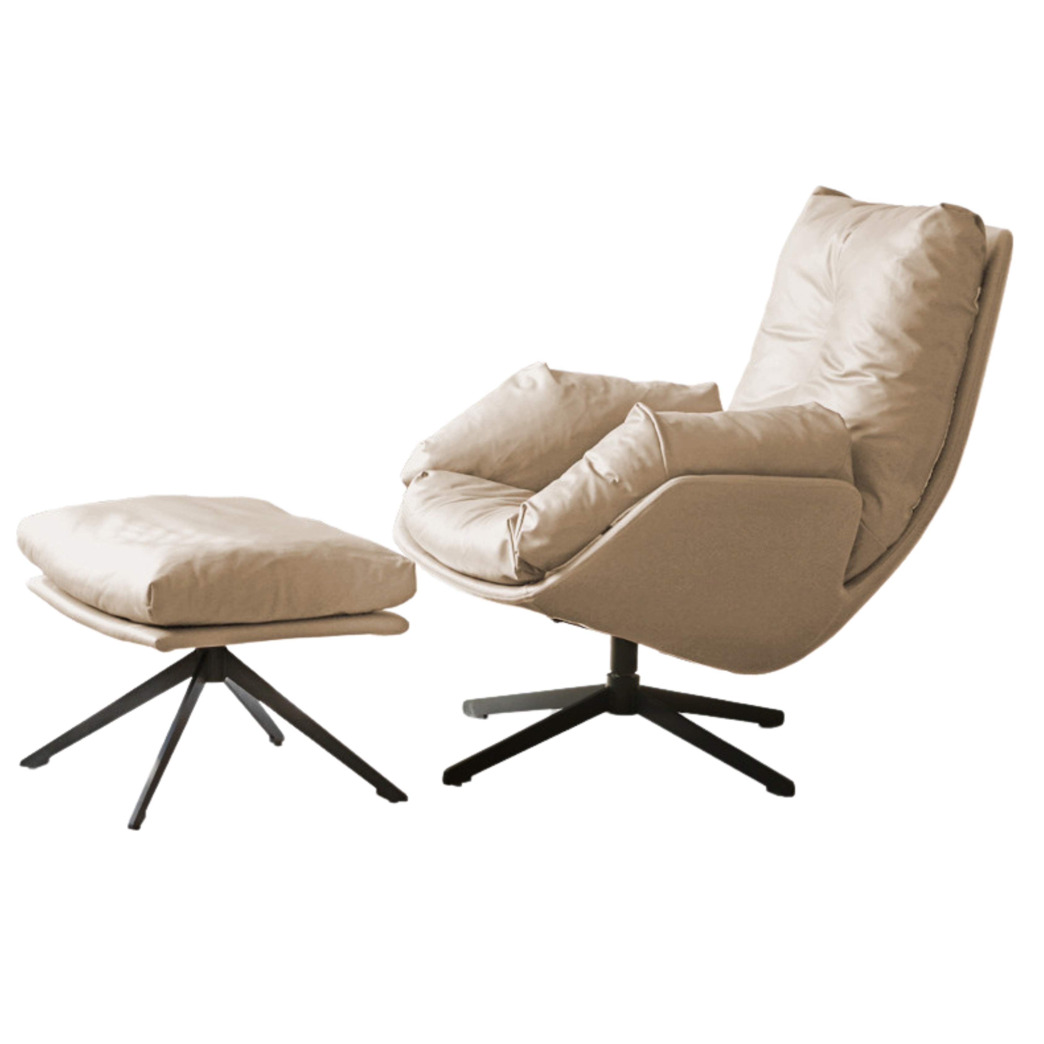 Luxury Italian Organic Leather Swivel Sofa Chair - Modern Living Room, Office & Lounge Seating for Home Decor