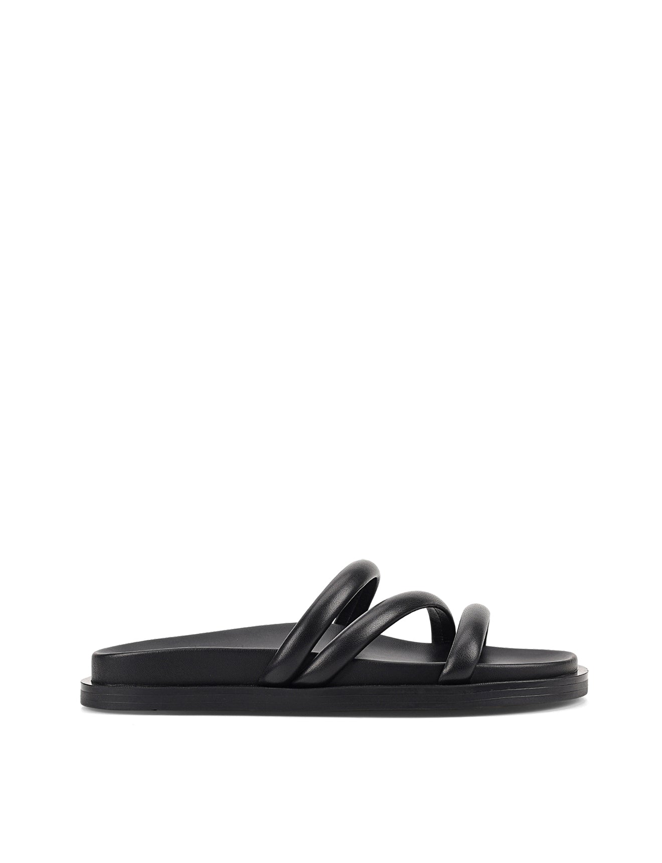 Lane Strappy Footbed Slides - Black Leather Sandals for Women | Comfortable & Stylish Summer Shoes for Beach, Pool, and Casual Wear