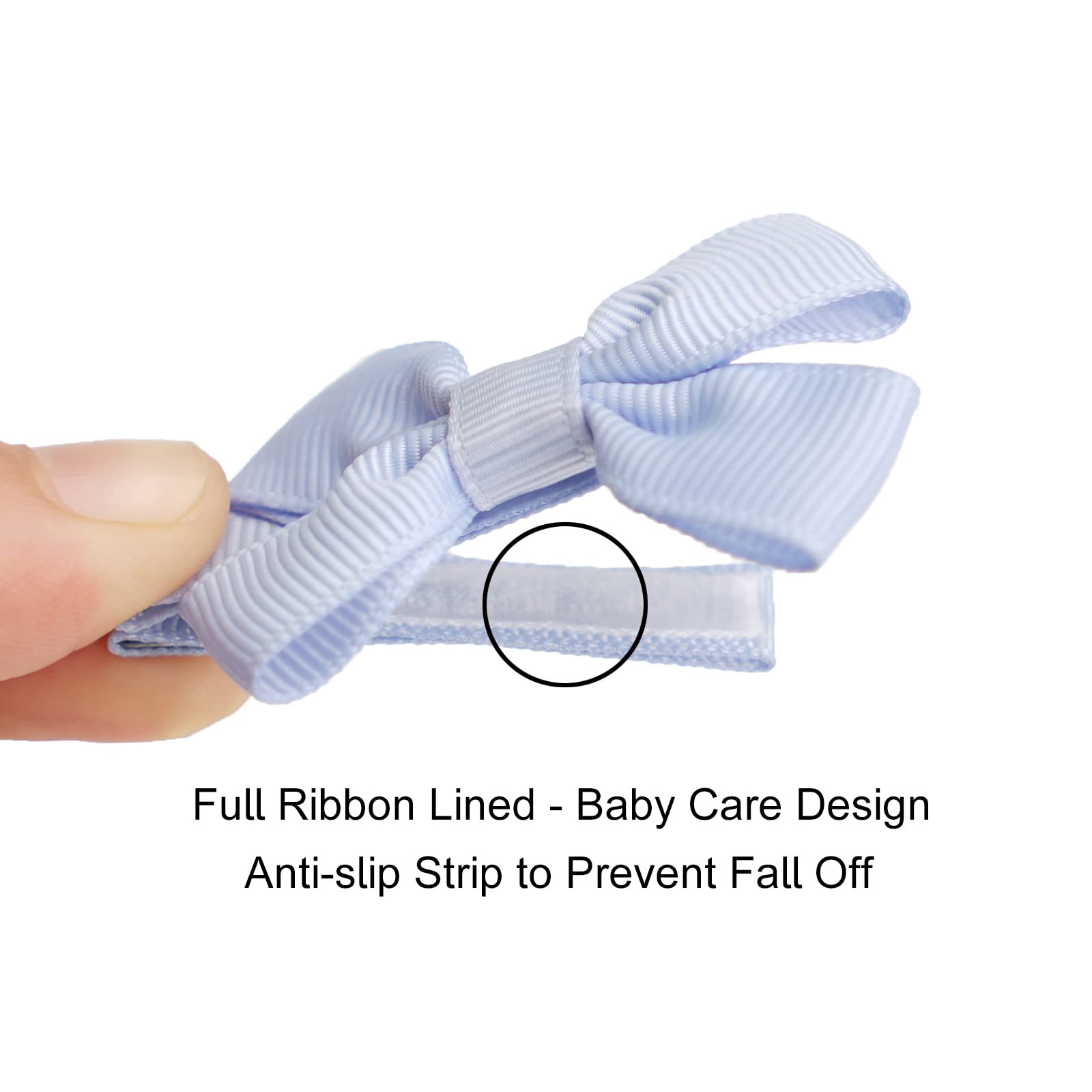 JOYOYO 50 Pcs Baby Hair Clips for Girls - Small 2 Inch Non-Slip Hair Bows with Full Ribbon Lining - Perfect for Toddlers, Infants & Newborns - Great for Parties, Photos & Daily Styling