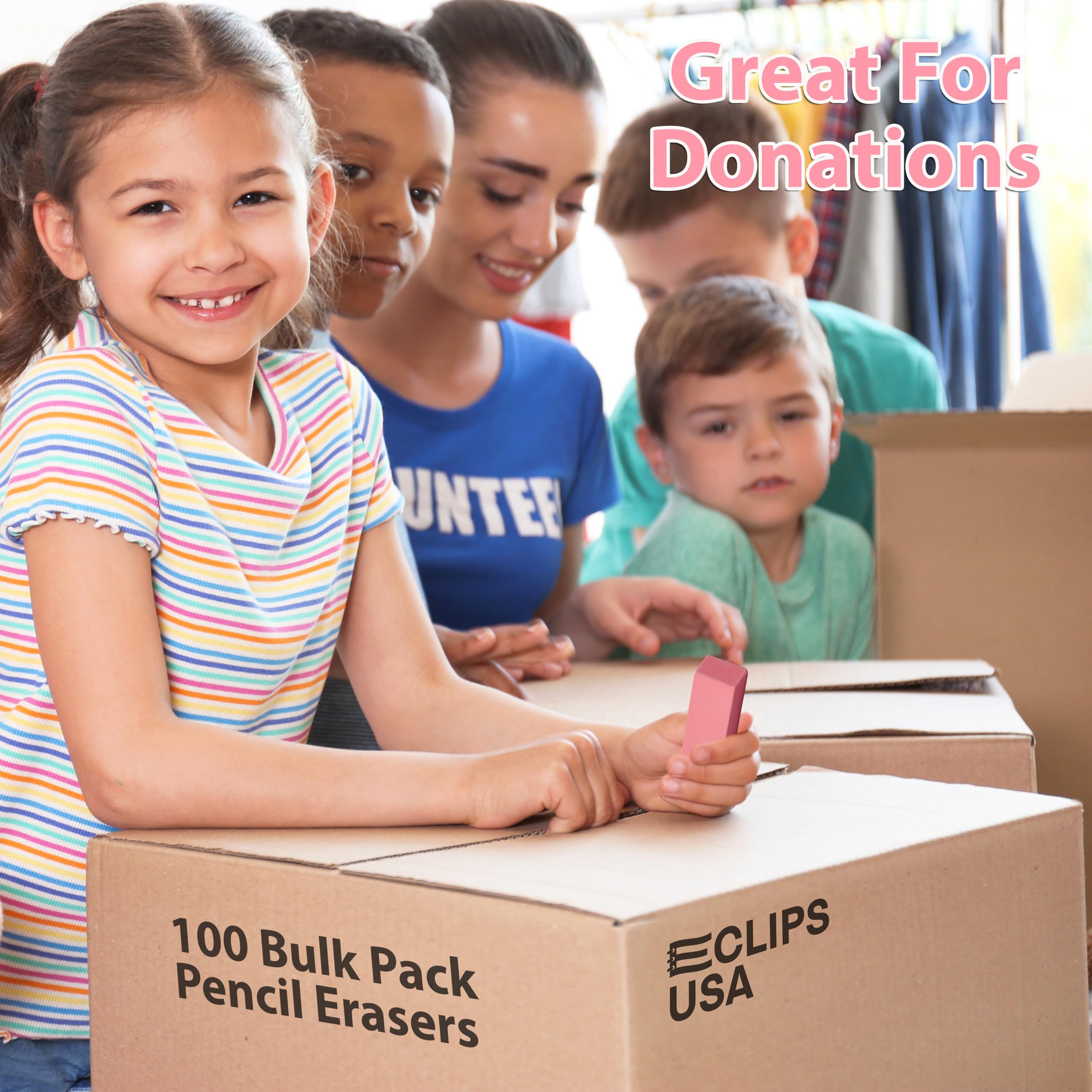 Bulk Pink Erasers - 100 Pack for School, Office & Art Supplies - Perfect for Kids, Students & Teachers - Classroom Essentials & Homework Help