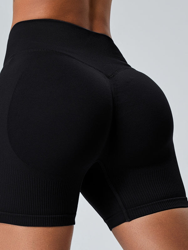 ZASUWA Women's High Waisted Ribbed Scrunch Bum Seamless Workout Shorts - Yoga, Running, Gym & Lounge Wear