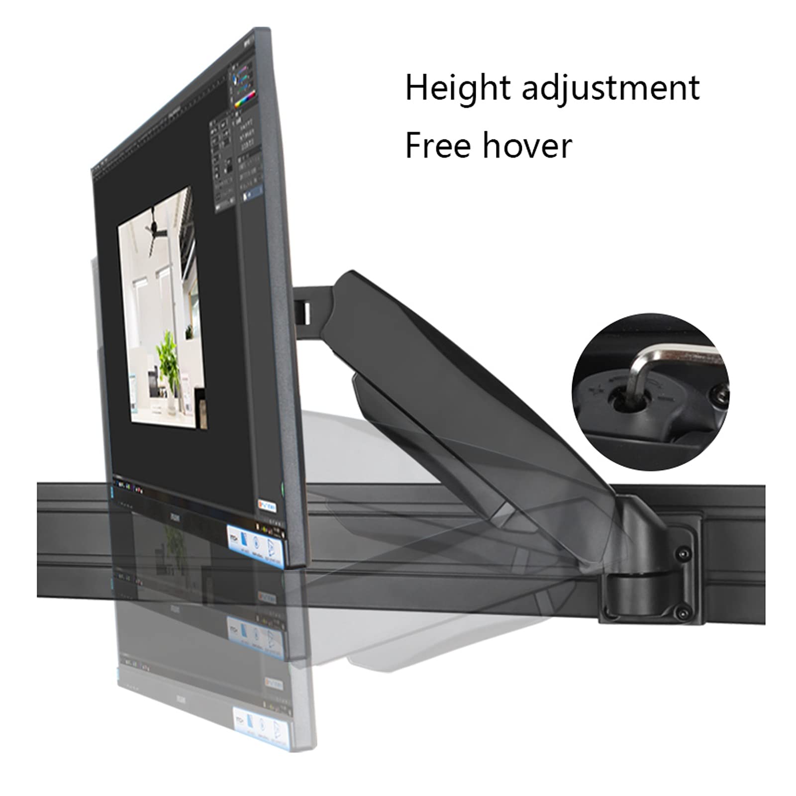 13-27 Inch Adjustable Gas Spring Monitor Stand Arm - Wall Mounted Tilt & Swivel Bracket Holds Up to 14.3lbs (Black) - Perfect for Home Office, Gaming Setup & Workspace Ergonomics