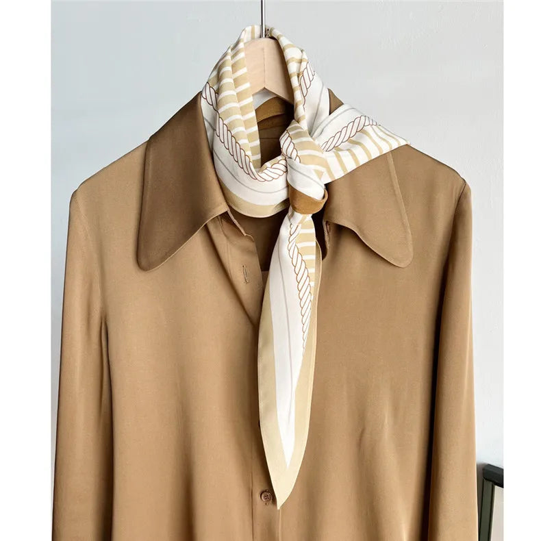 135cm Twill Silk Scarf for Women - Elegant Bandana & Fashion Kerchief Shawl - Perfect for Office, Travel and Special Occasions