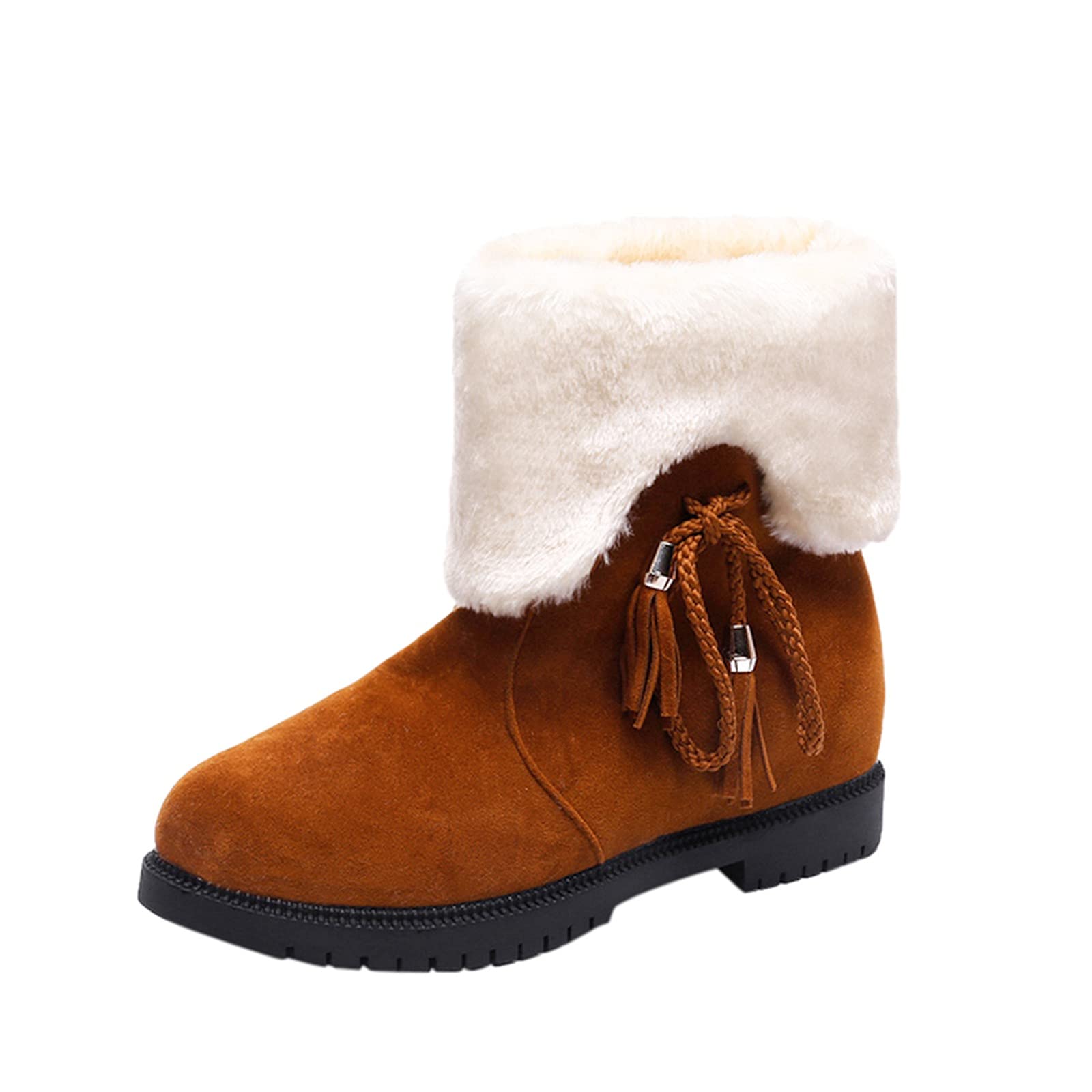 Women's Thick Sole Winter Snow Boots - Lace Up Ankle Boots for Women, Brown Size 9 | Warm & Stylish Footwear for Snowy Days, Outdoor Activities & Casual Winter Fashion