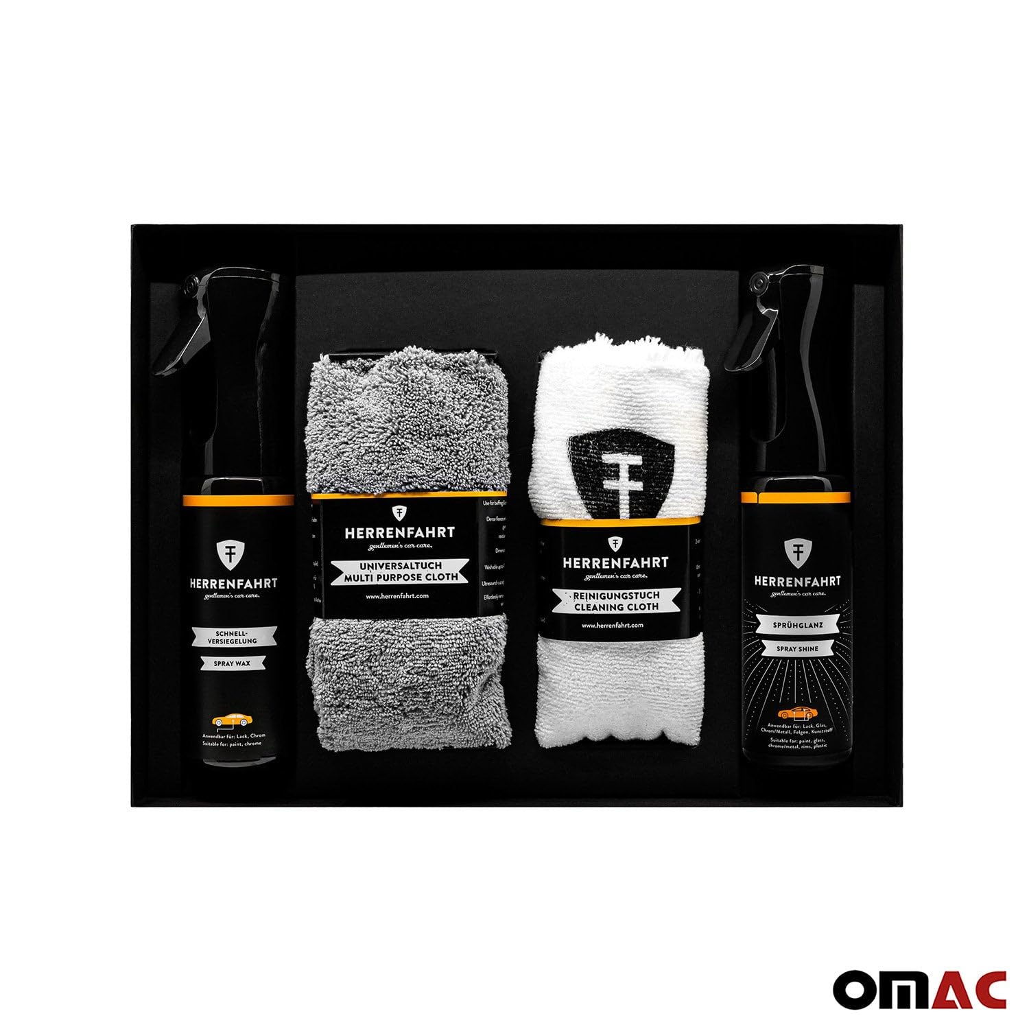OMAC Gloss Paint Protection Spray Wax - Ultimate Car Care Kit for Shine & Protection | Essential Auto Detailing Gift Set for Cars, Trucks & SUVs | Perfect for Showroom Finish & Daily Maintenance