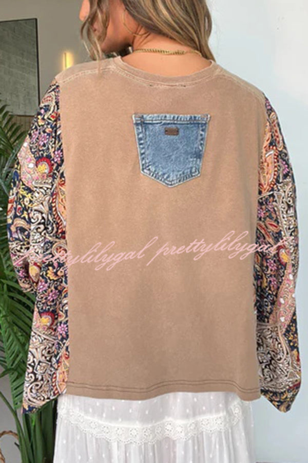Stylish Ethnic Print Batwing Sleeve Loose Blouse for Women - Boho Chic Tunic Top for Casual Outings & Summer Festivals
