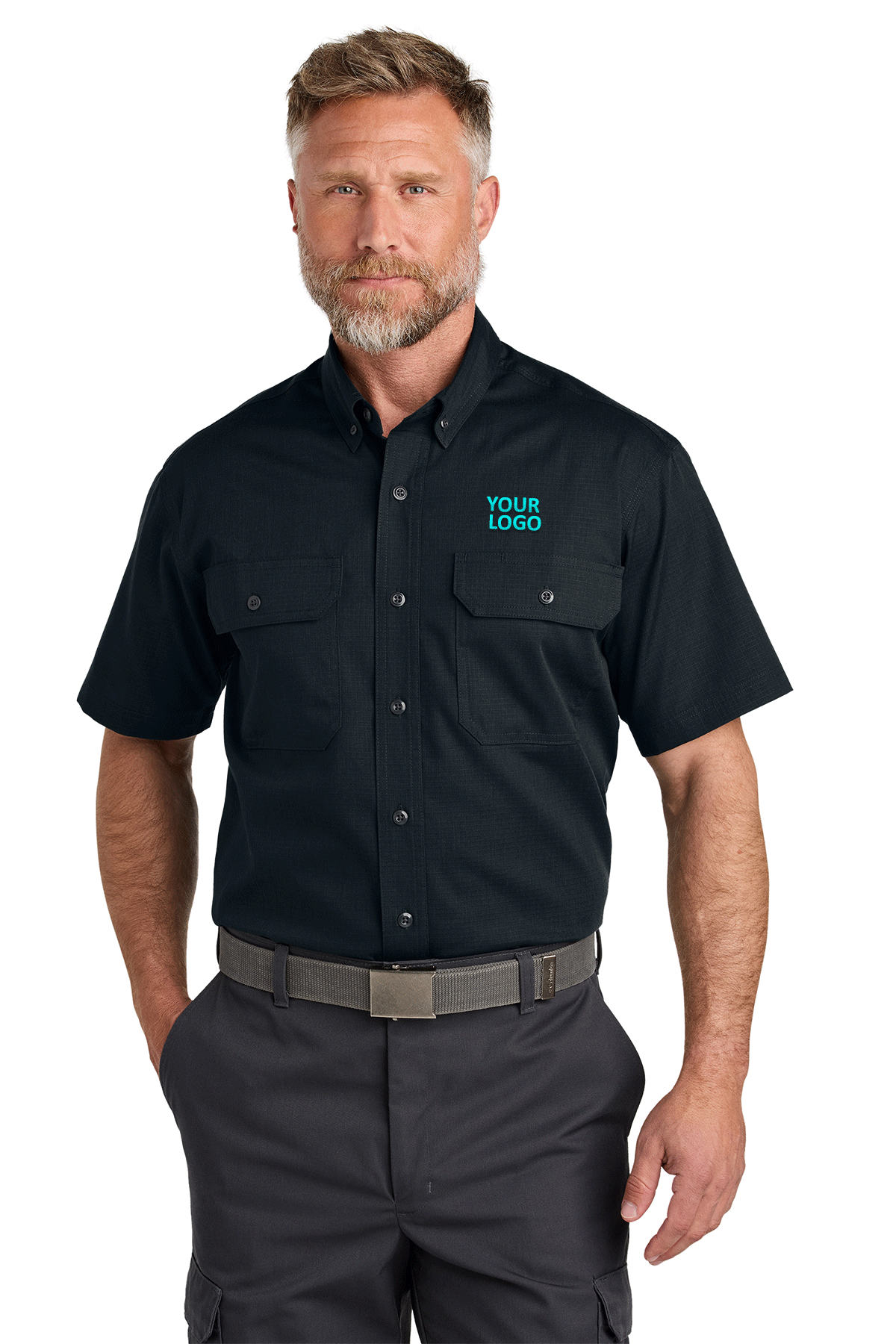 CornerStone Men's Navy Blue Short Sleeve Ripstop Performance Shirts - Lightweight, Durable & Breathable for Outdoor Activities, Hiking & Casual Wear