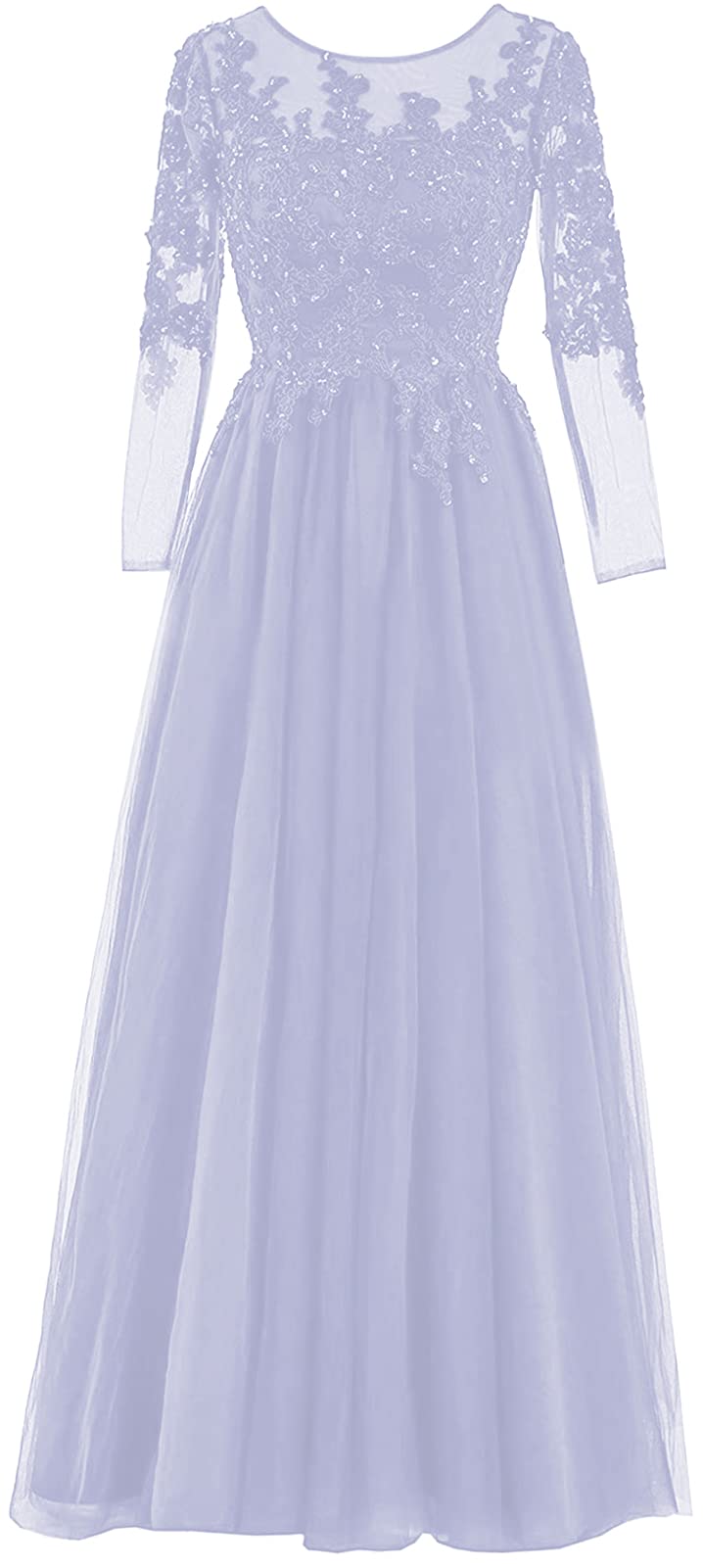 Elegant Long Sleeve Mother of The Bride Dress - Lace Appliques Tulle Formal Evening Gown for Weddings, Prom & Special Occasions