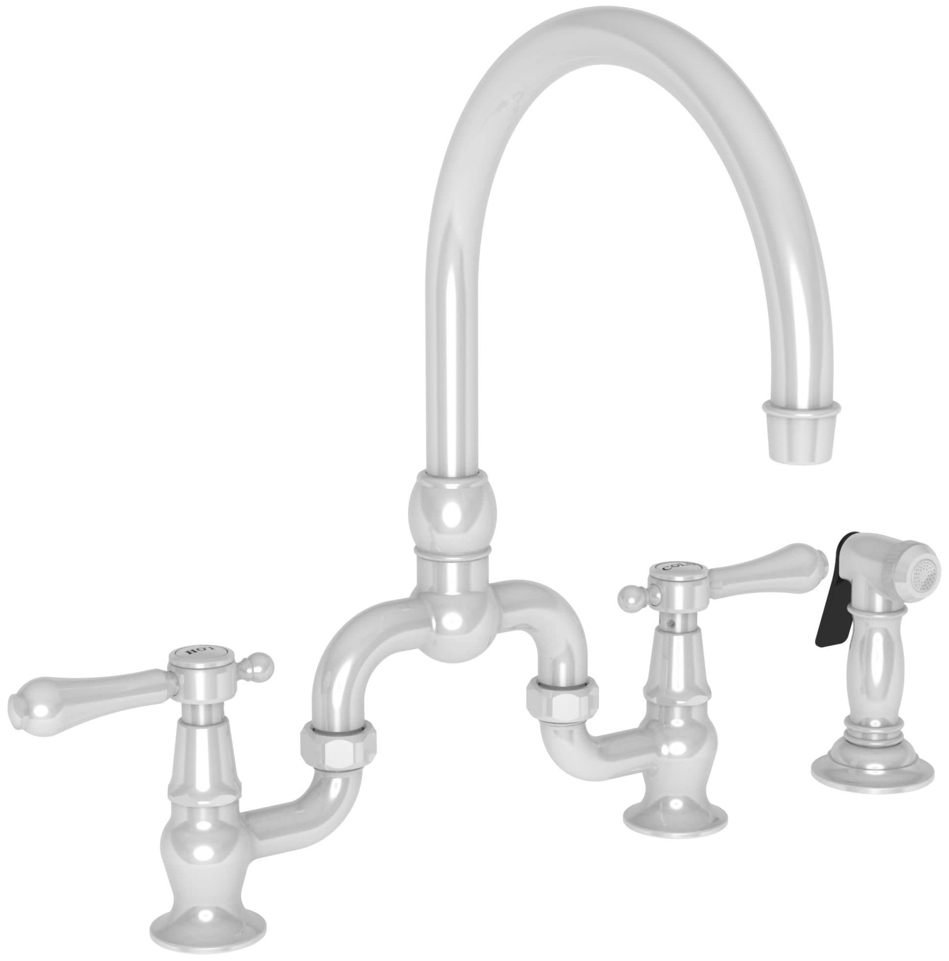 Chesterfield 9459 White Kitchen Bridge Faucet with Side Spray - High Arc Pull-Out Sprayer for Sink - Perfect for Washing Dishes, Filling Pots & Cleaning Countertops