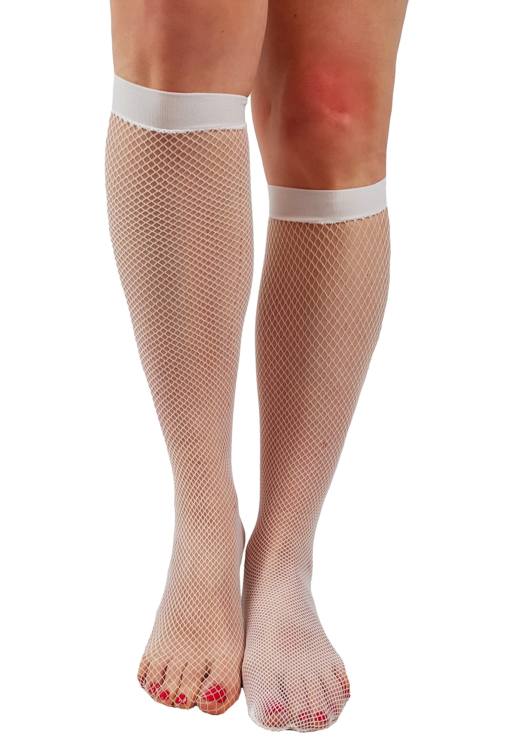 Aurellie Fishnet Knee Socks - Small Scale Mesh Design, One Size Fits Most - Perfect for Cosplay, Halloween Costumes & Fashion Outfits