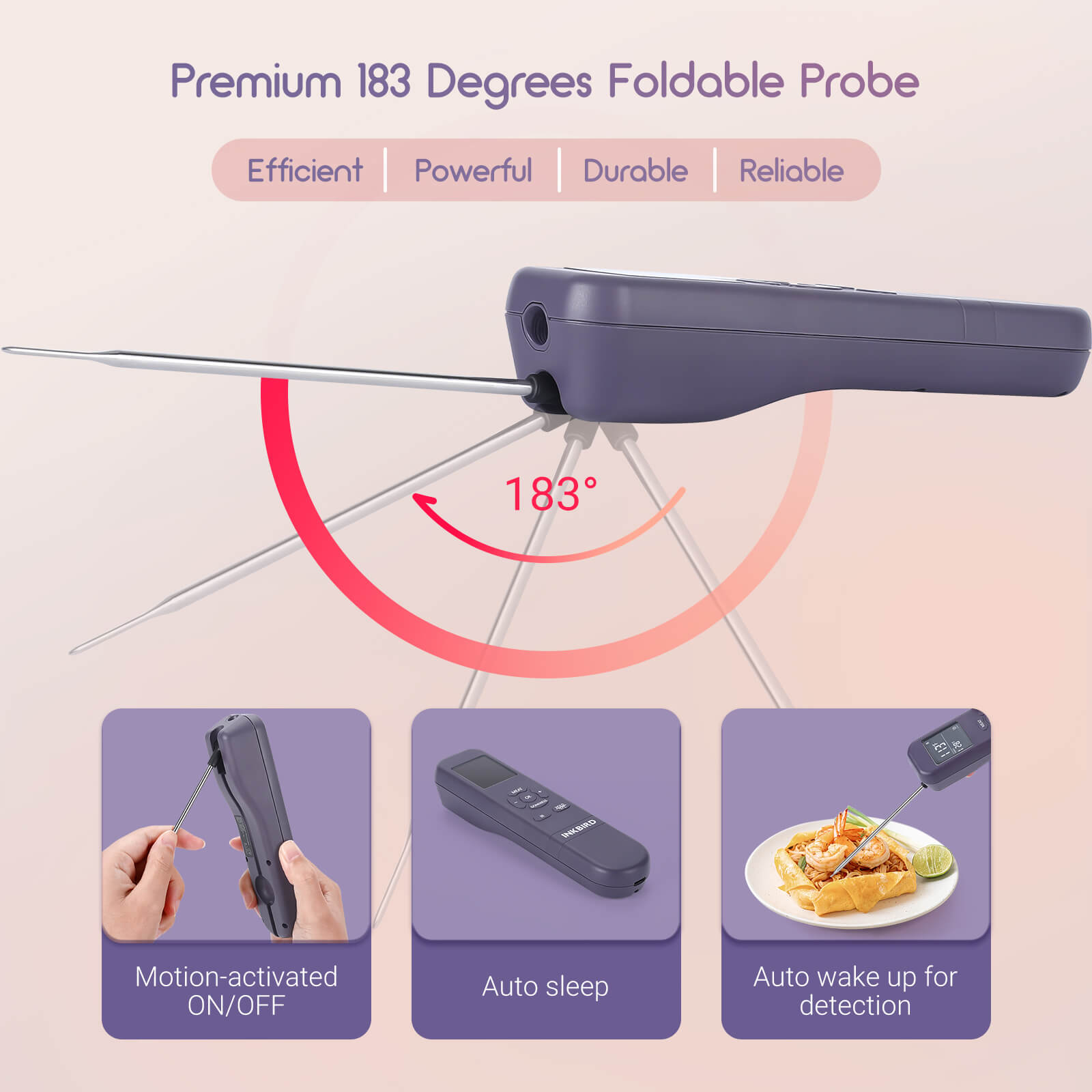 3-in-1 Instant Read Digital Meat Thermometer with Backlit LCD - Fast & Accurate Cooking Thermometer for Grilling, BBQ, Baking, and Kitchen Use