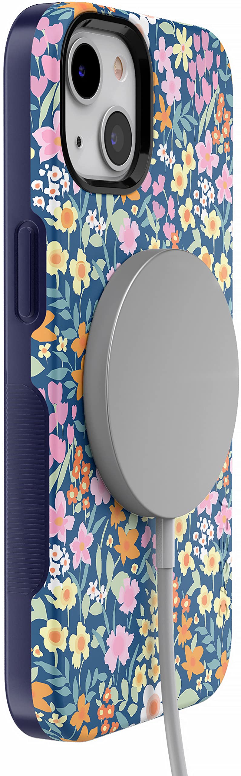 Casely iPhone 13 Case with MagSafe - Navy Blue Floral Design Protective Phone Cover | Perfect for Everyday Use, Work & Travel