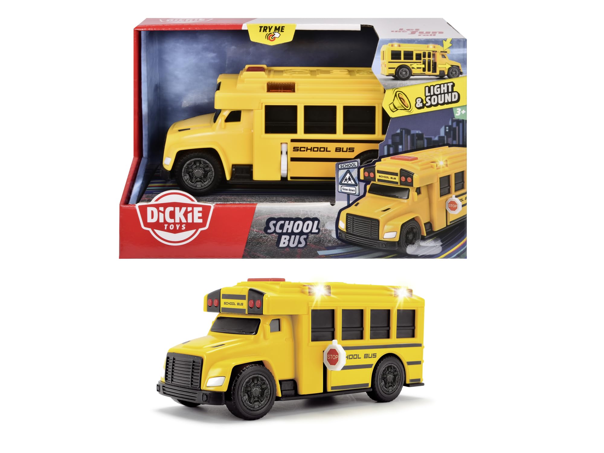 Dickie Toys Hong Kong Ltd - Action School Bus Toy for Kids, Realistic Play Vehicle with Lights & Sounds - Perfect for Pretend Play, School Role-Playing & Collectible Display