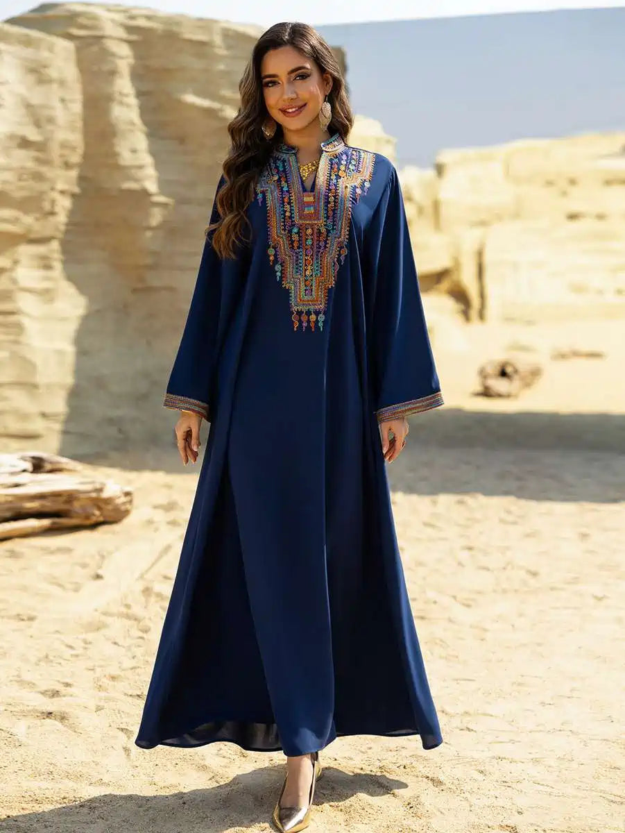 Elegant Eid Dress with Rope Embroidery - Flowy Caftan Kaftan #25459 for Women | Perfect for Eid Celebrations, Weddings & Special Occasions