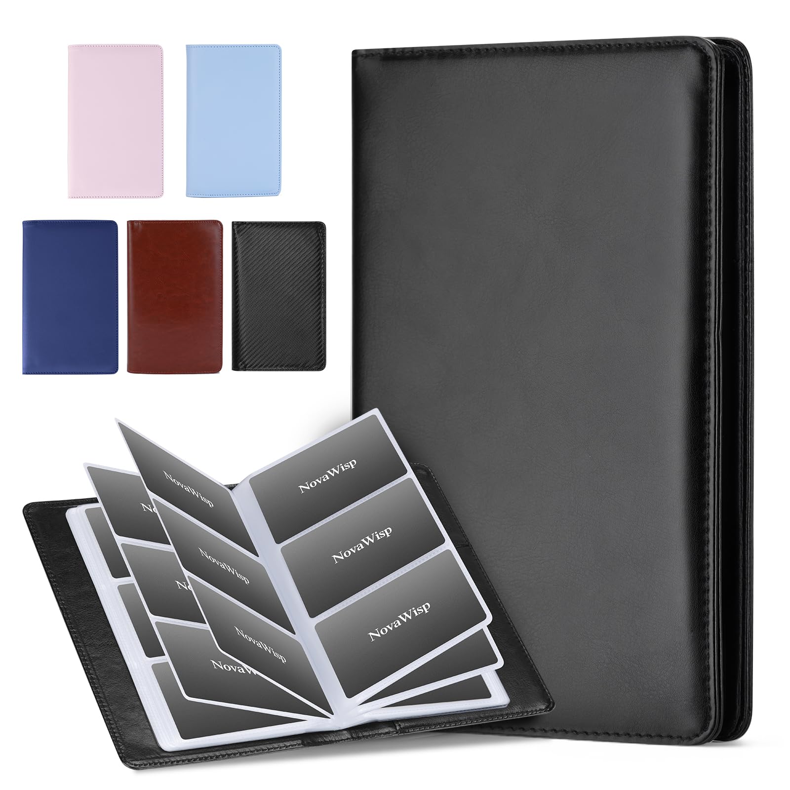 Premium 300 Business Card Holder - 50 Page PU Leather Credit Card Organizer Wallet - Professional Name Card Book Binder for Men & Women - Portable Office Supplies - Perfect for Networking Events, Business Meetings & Corporate Gifts - Black