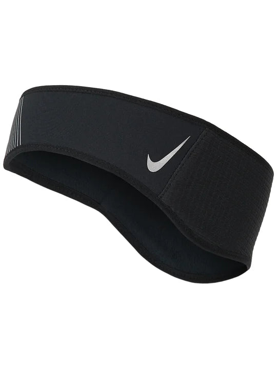 Nike Dri-FIT Fleece Headband for Women & Men - Moisture Wicking Workout Headband, Black/Silver - Perfect for Running, Yoga, Gym & Cold Weather Activities
