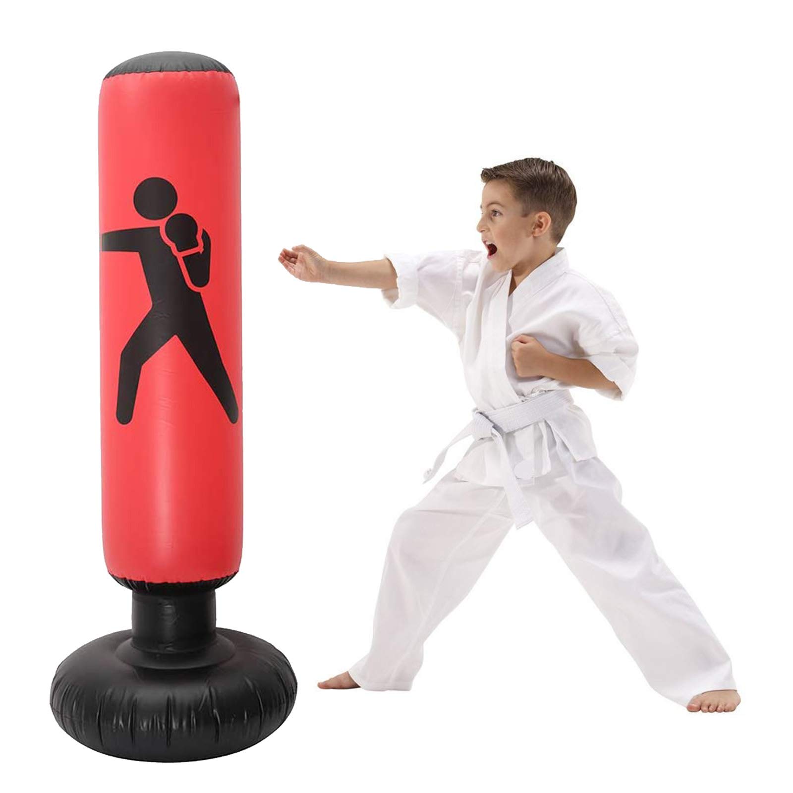 CABINAHOME 63-Inch Inflatable Punching Bag - Free Standing Boxing Column Tumbler for Adults & Kids | Heavy Duty Fitness Training Equipment for Home Gym, Backyard, Martial Arts Practice