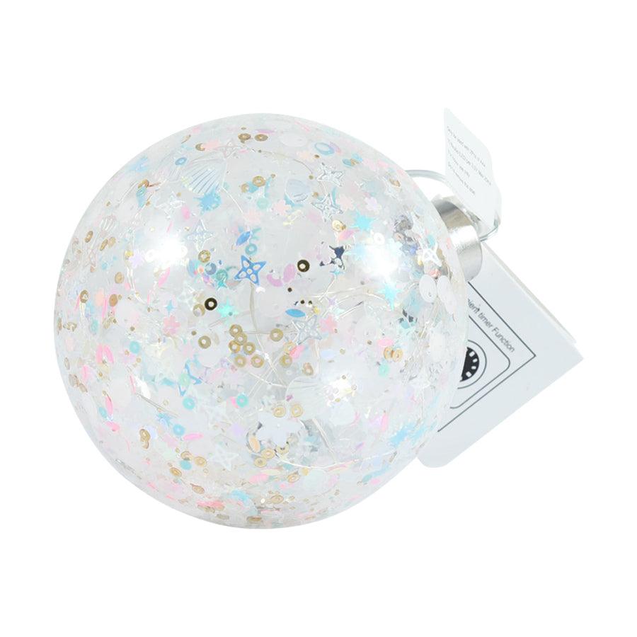 INGE LED Glitter Ornament Ball - 10cm Christmas Tree Decorations for Holiday, Party & Home Decor
