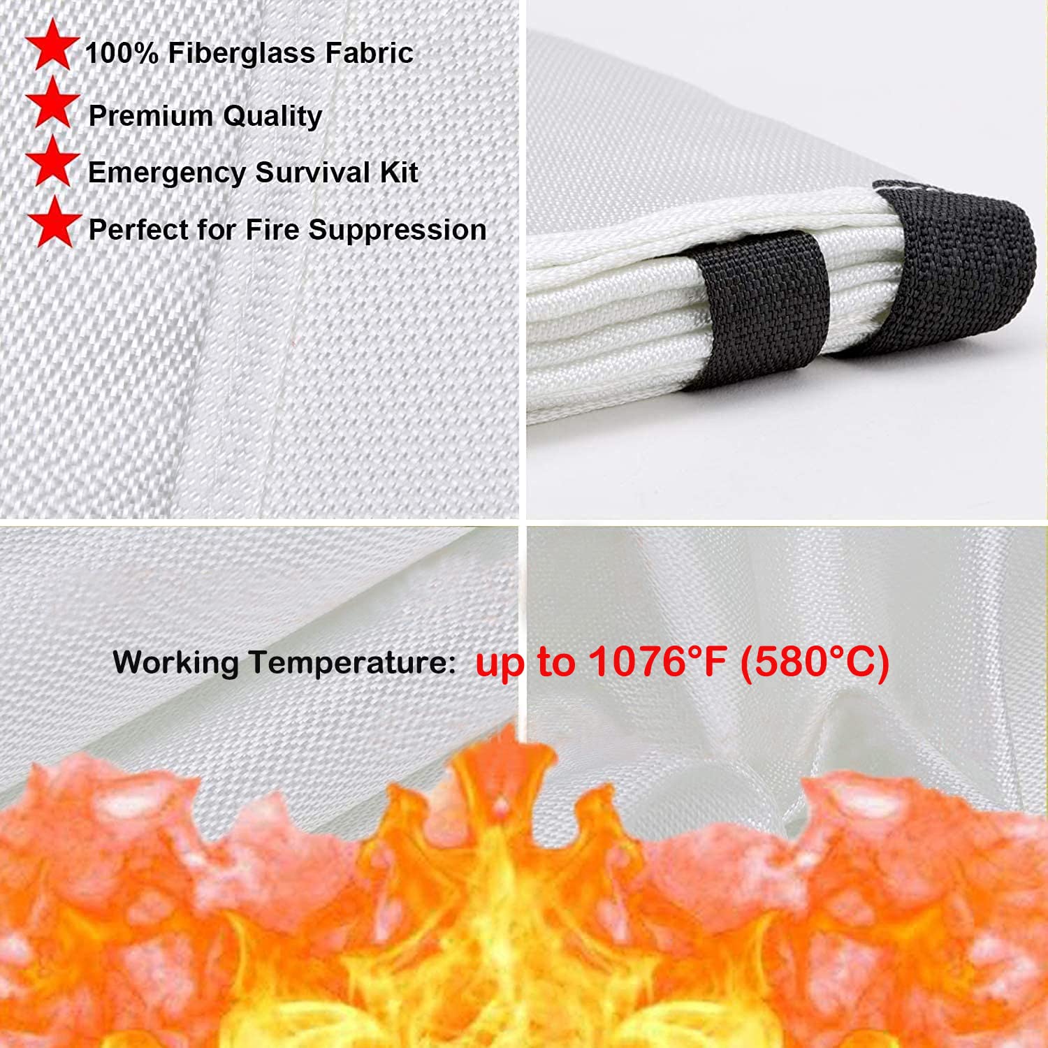TONYKO 9-Pack Emergency Fire Blankets - Flame Retardant & Heat Resistant for Kitchen, Fireplace, Grill, Car, Camping (White) | Fire Safety Protection for Home, Outdoor & Emergency Use