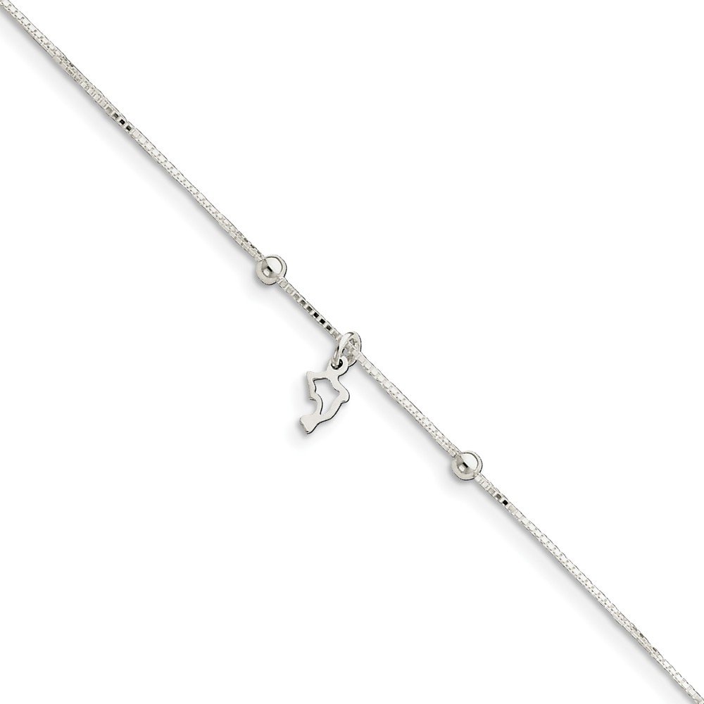 9 Inch Sterling Silver Box Chain with Dolphin Anklet - Elegant Jewelry for Women, Perfect Gift for Beach Lovers & Summer Outfits