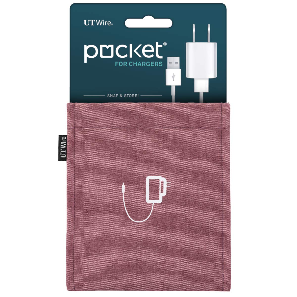 Portable Snap & Store Mobile Charger Case Pouch - Dusty Rose Pink | Compact Phone Accessory Organizer for Travel, Work & Daily Use