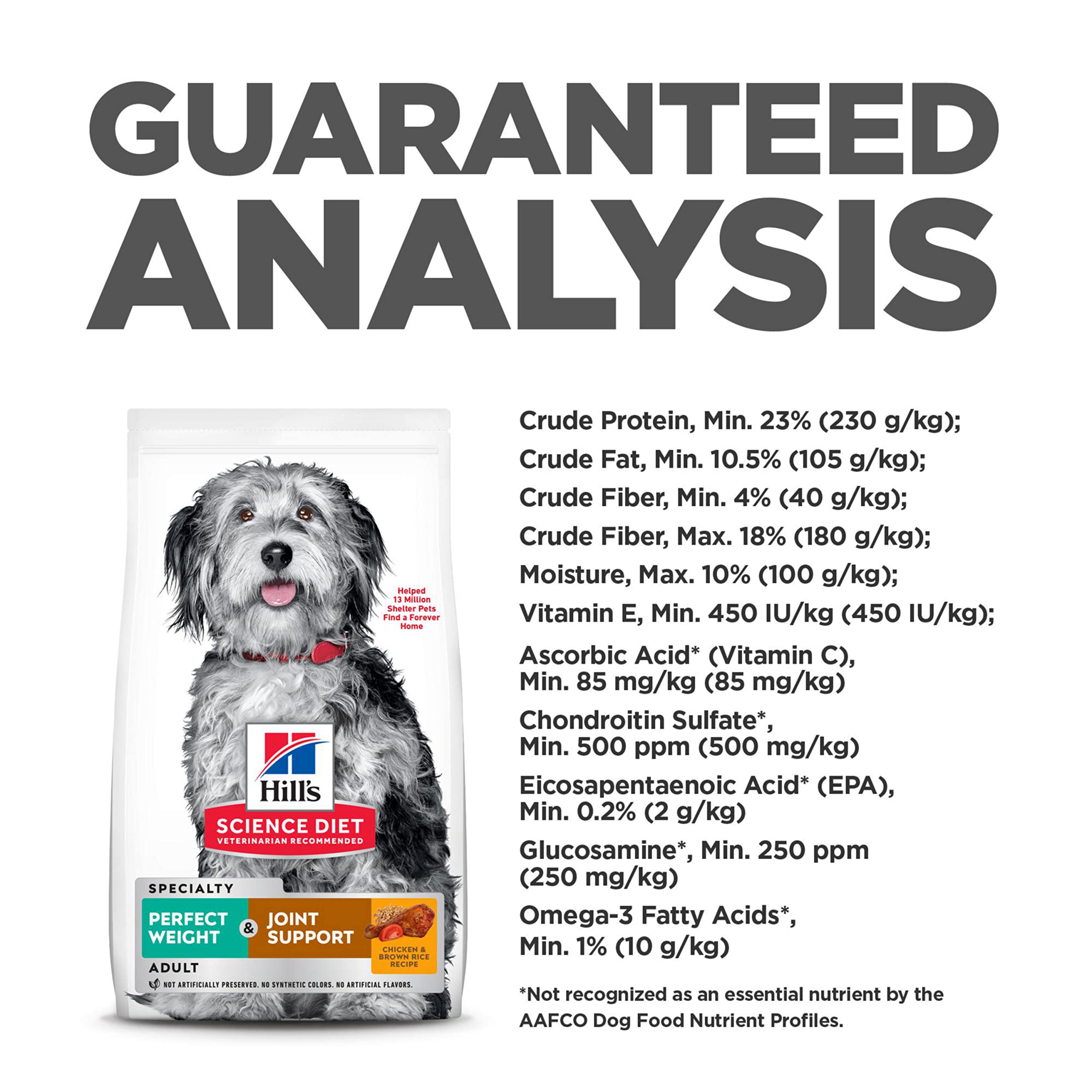 Hill's Science Diet Perfect Weight & Joint Support Dry Dog Food - Chicken & Brown Rice Recipe for Adult Dogs 1-6 Years - 25 lb Bag for Weight Management & Healthy Joints - Ideal for Indoor & Active Dogs