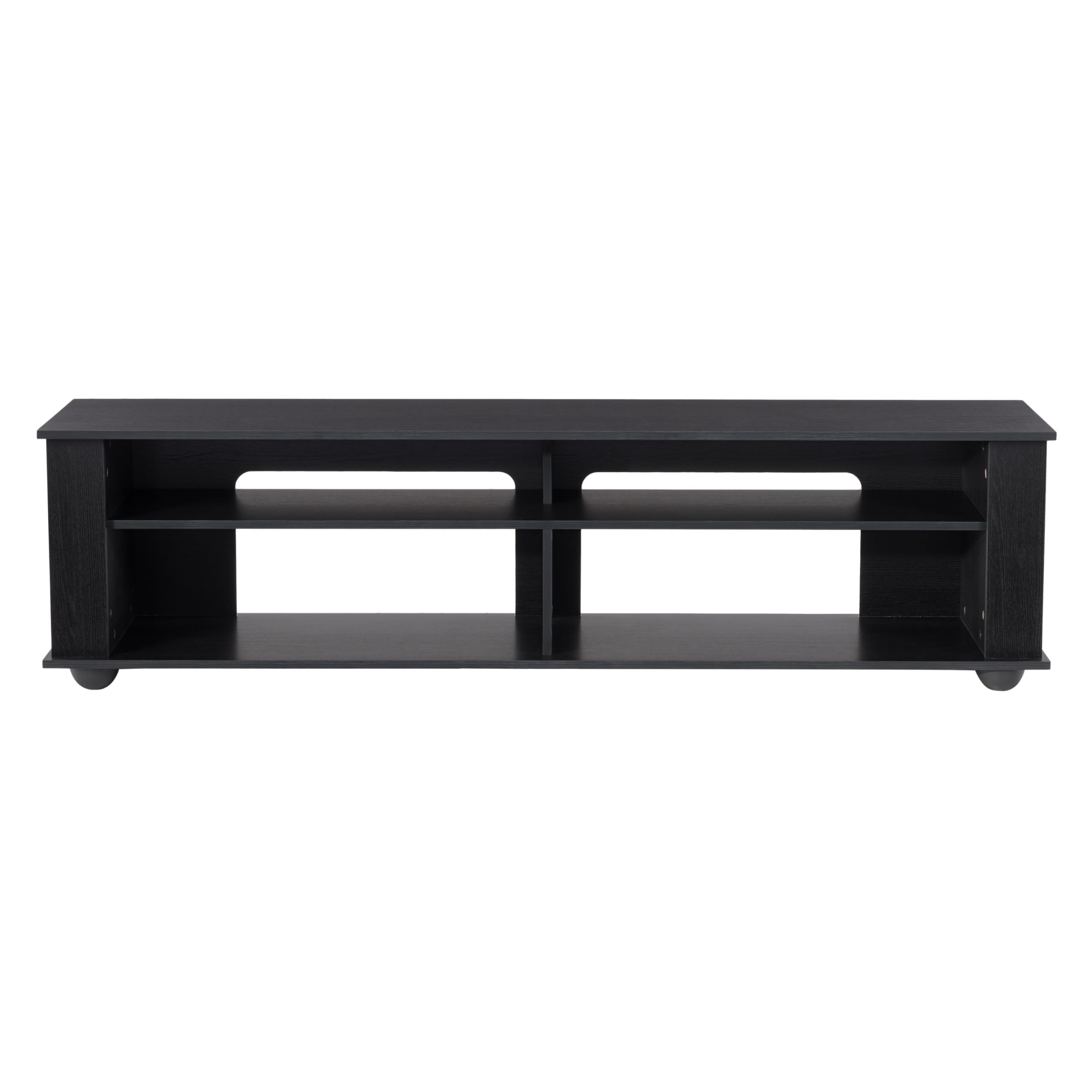 CorLiving Bakersfield Black Engineered Wood TV Stand with Open Shelves & Sound Bar Space - 85 Inch Entertainment Center for Living Room, Bedroom & Home Theater