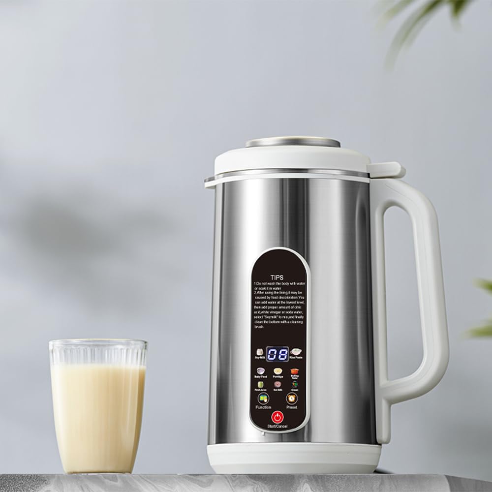 Premium Stainless Steel Nut Milk Maker - 40oz Plant-Based Milk Machine for Almond, Cashew, Hazelnut, Pecan, Oat, Coconut, Soy, Quinoa & Pistachio - 12H Timer, Self-Cleaning, LED Display - Perfect for Vegan, Keto & Healthy Homemade Milk